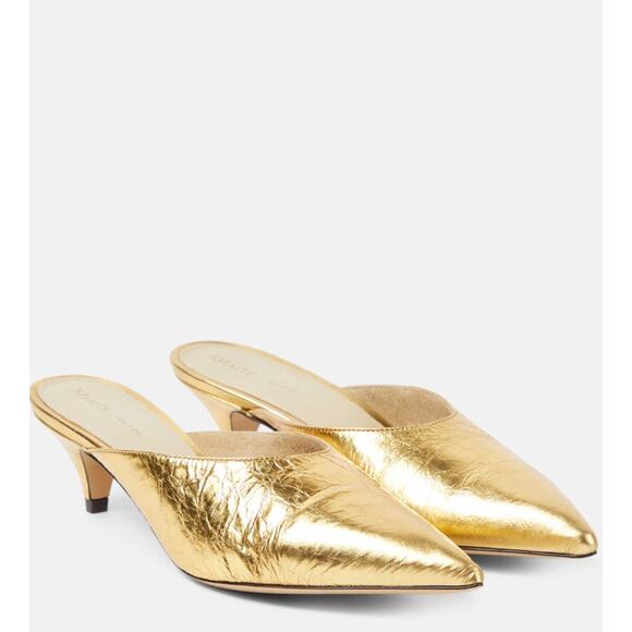 KHAITE River Leather Mule- 39.5 Us 9.5 Gold Metallic - Picture 1 of 5